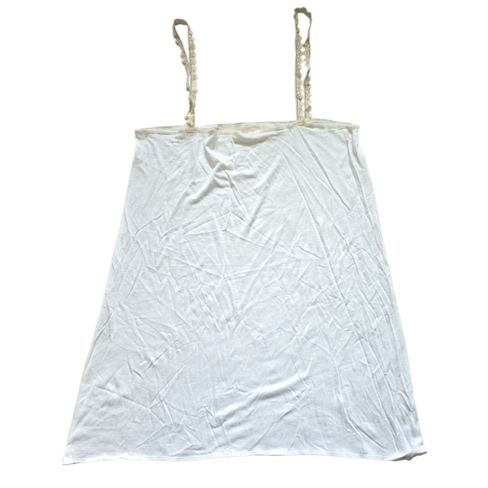 Jen's Pirate Booty White Lace Trim Cami Top Sleeveless Tank Top Layering Basic M